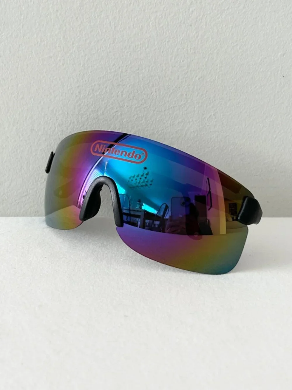 Vintage 80s NINTENDO Action Shields Sunglasses & Case Retro Neon Wrap NES Gaming